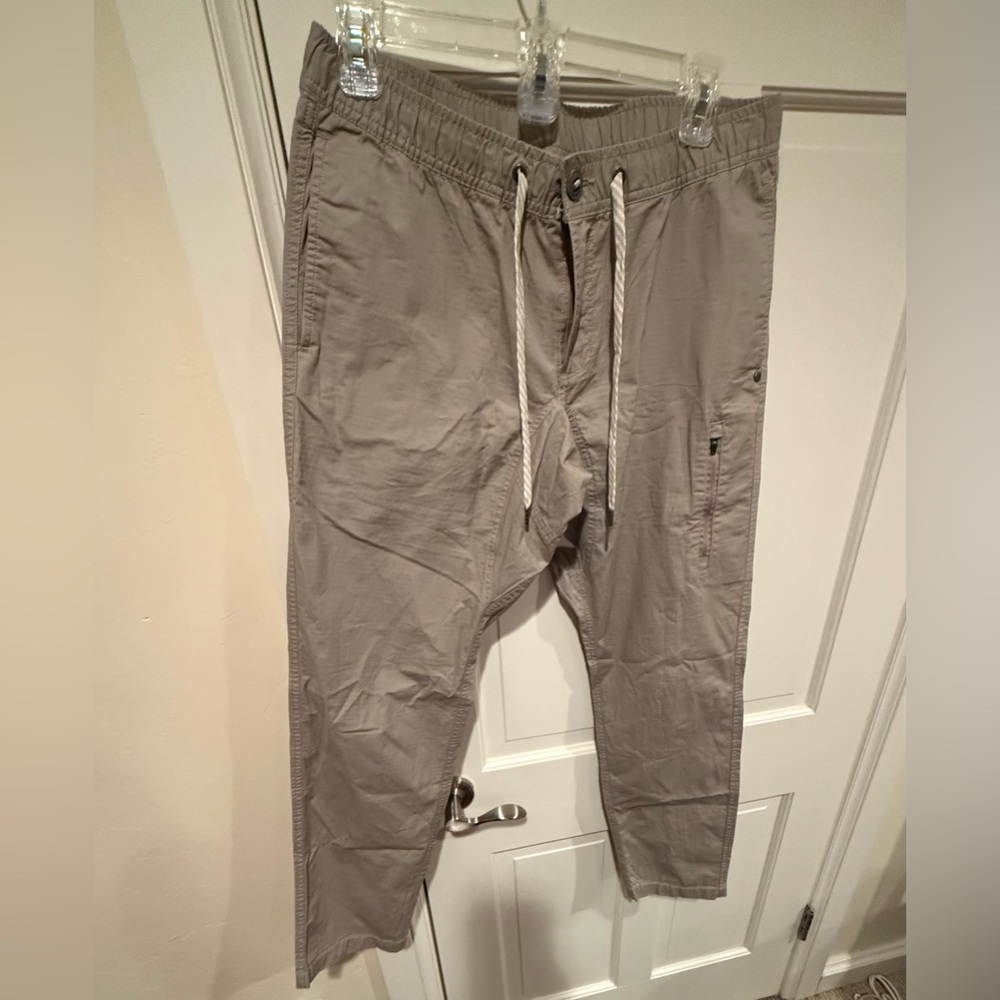 Vuori Pants Mens Medium Beige/Gray Khaki Ripstop Drawstring